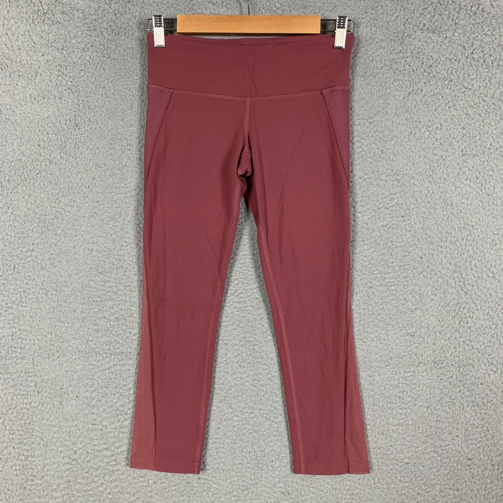 Alo Yoga Coast Capri Leggings Womens XS Pink Mesh Activewear Yoga Workout Pants